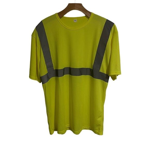 No Brand Other - Safety Shirt Mens 3XL High Visibility Florescent Yellow Reflective Strips NEW